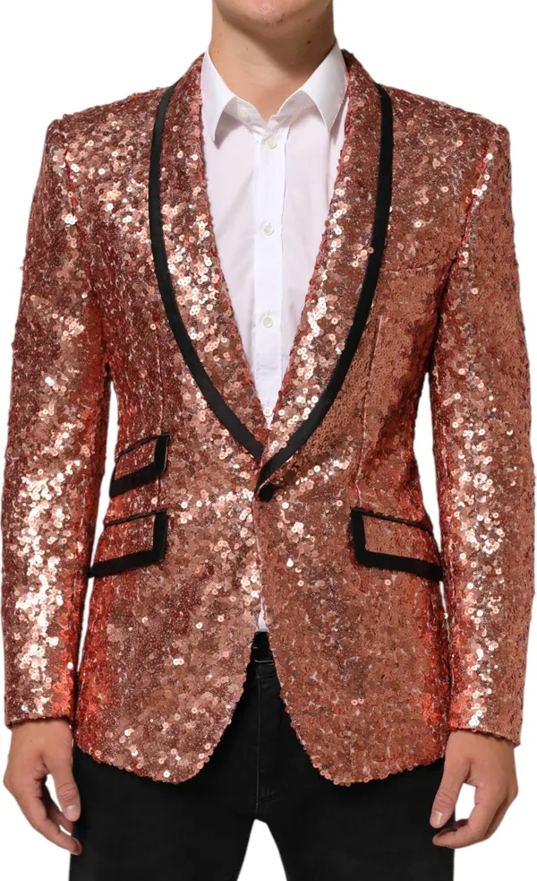 Pink Sequin SICILIA 1 Button Men Suit Blazer