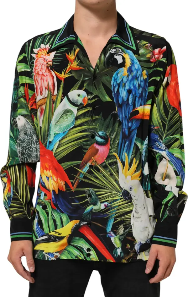 Multicolor Parrot Print Lounge Casual Shirt