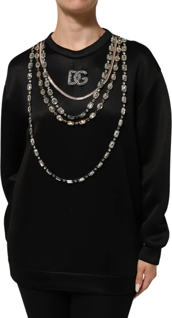 Black Crystal DG Necklace Sweatshirt Sweater