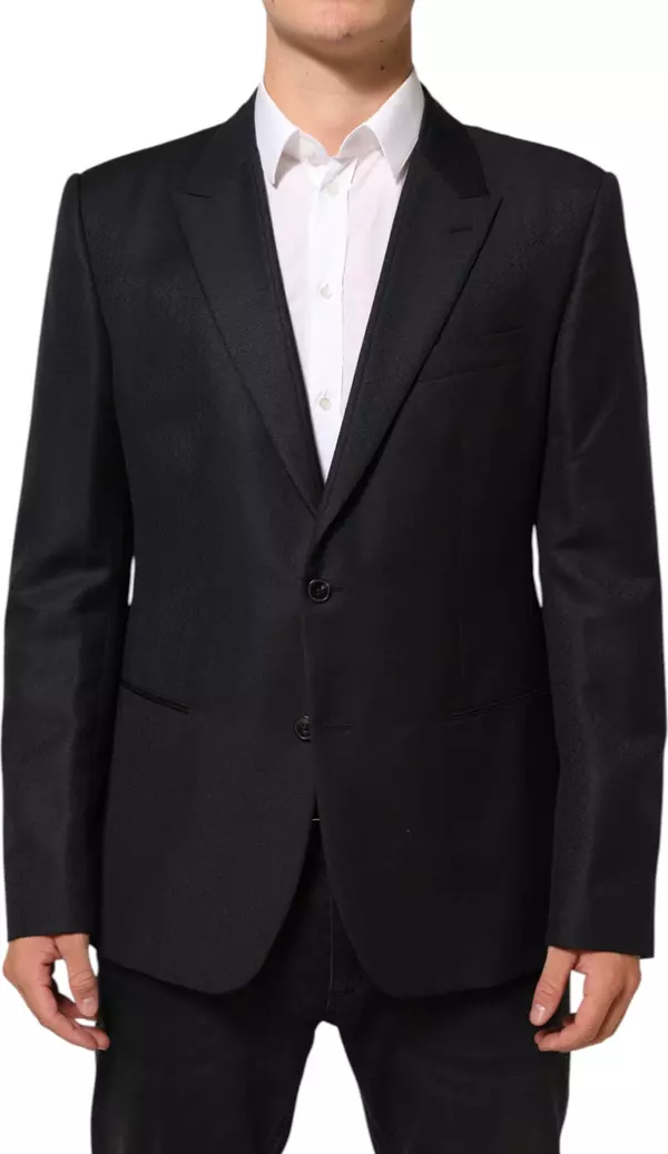 Black Wool 2 Buttons Suit Jacket Men Blazer