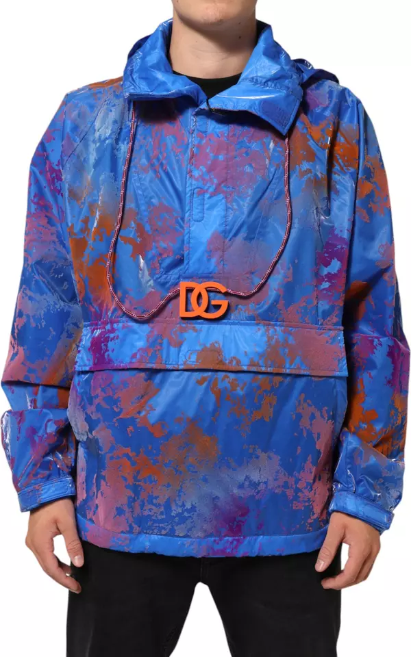 Blue Tie Dye Logo Hooded Sweatshirt Jacket