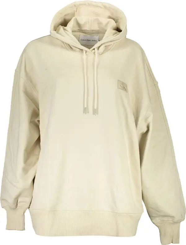 Beige Recycled Cotton Women Hoodie