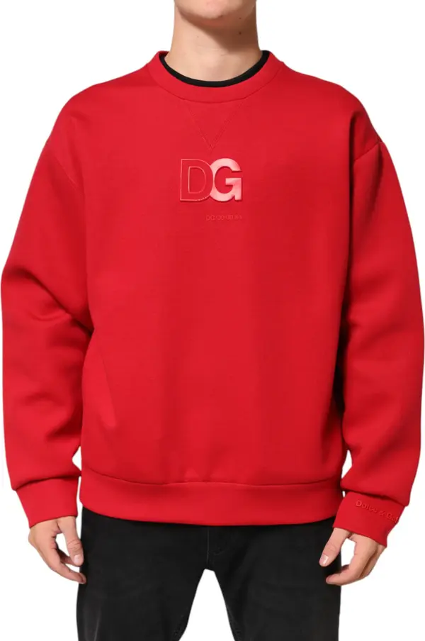 Red DG Logo Crew Neck Men Sweatshirt Sweater