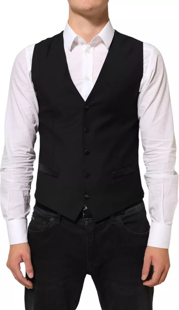 Black Wool Dress Formal Men Waistcoat Vest