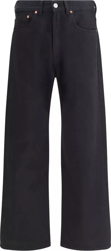 Black Cotton Straight-Leg Jeans