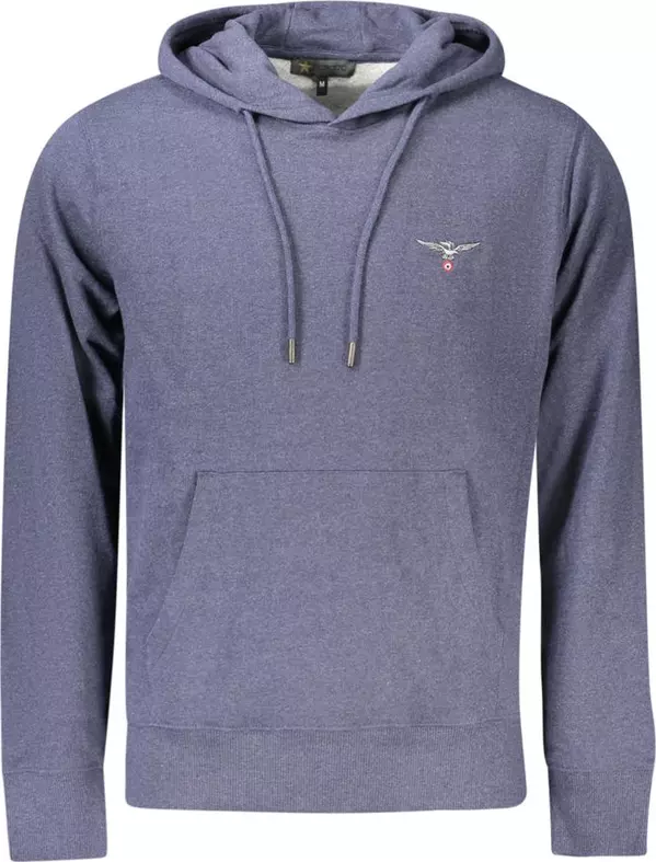 Blue Recycled Cotton Men's Hooded Sweatshirt