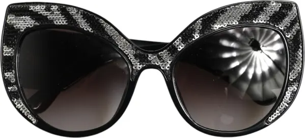 Black Silver Sequin Butterfly Polarized Sunglasses