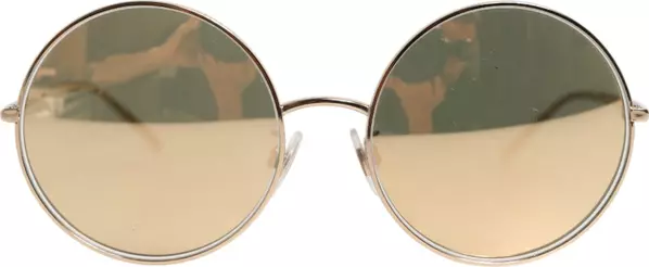 Gold Metal Round Shades Eyewear Sunglasses
