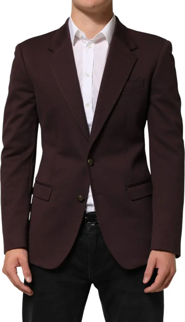 Maroon Cotton 2 Buttons Suit Jacket Blazer