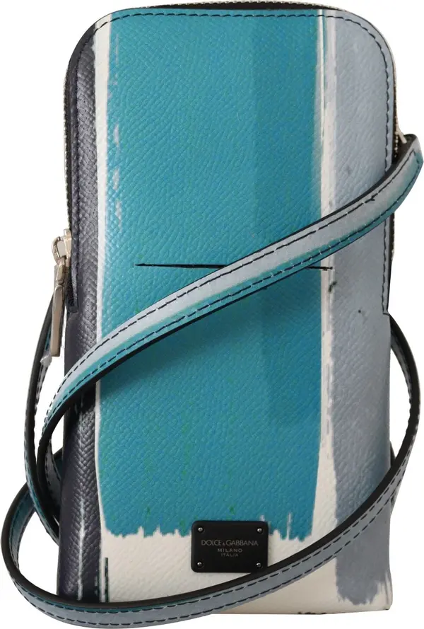 Blue Leather Cross Body Neck Strap Card Slot Phone Pocket