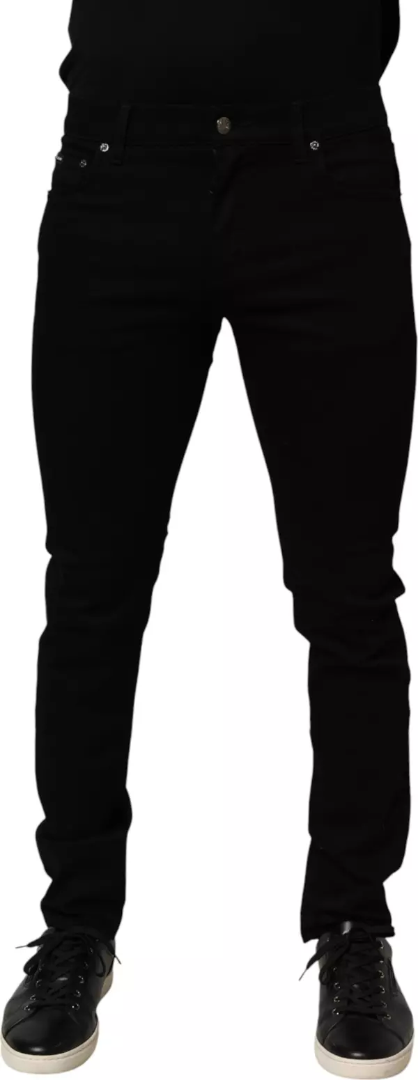 Black Cotton Stretch Slim Fit Men Denim Jeans