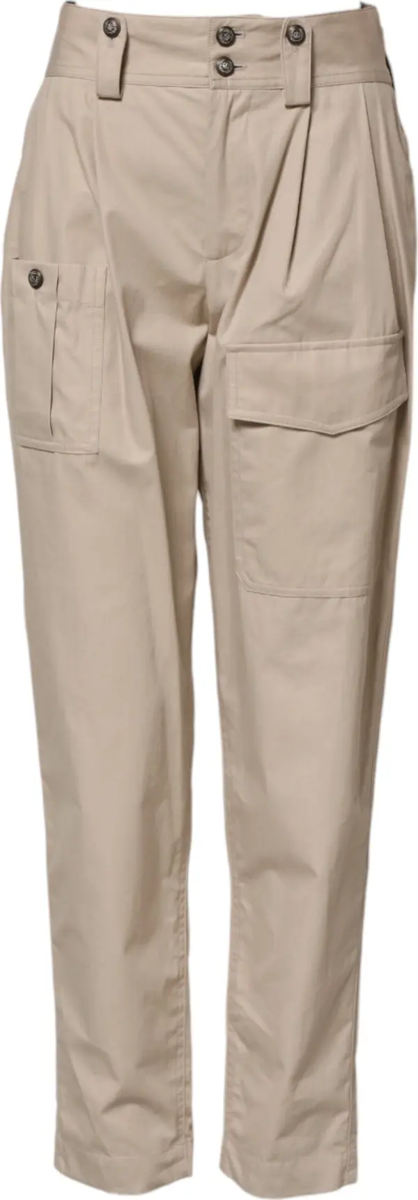 Beige Cotton Tapered Cargo Men Trouser Pants