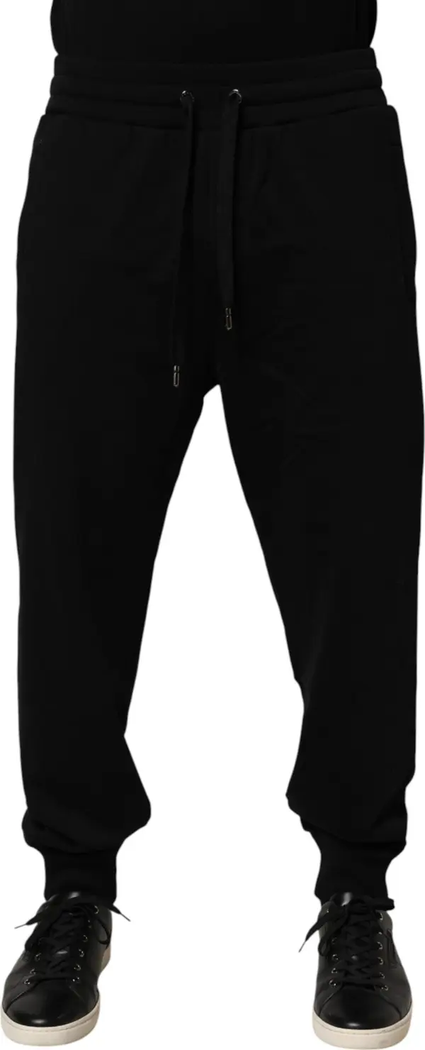 Black DG Logo Cotton Jogger Sweatpants Pants