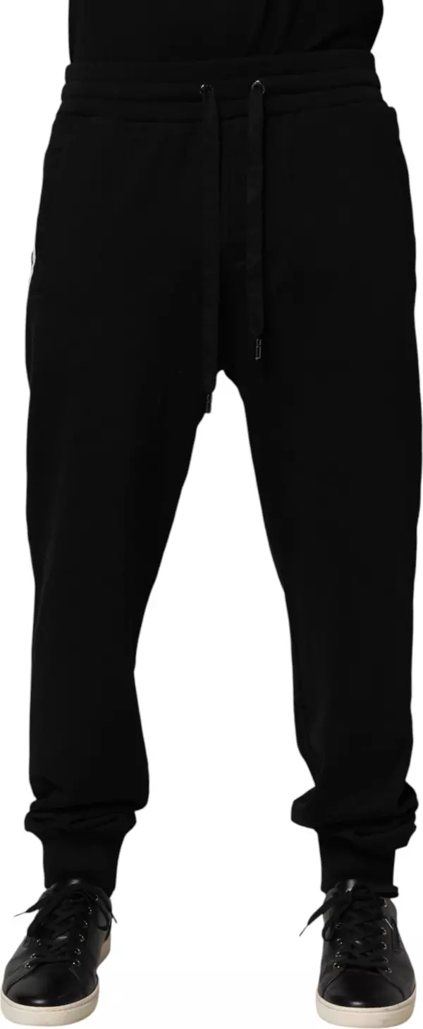 Black DG Logo Cotton Jogger Sweatpants Pants