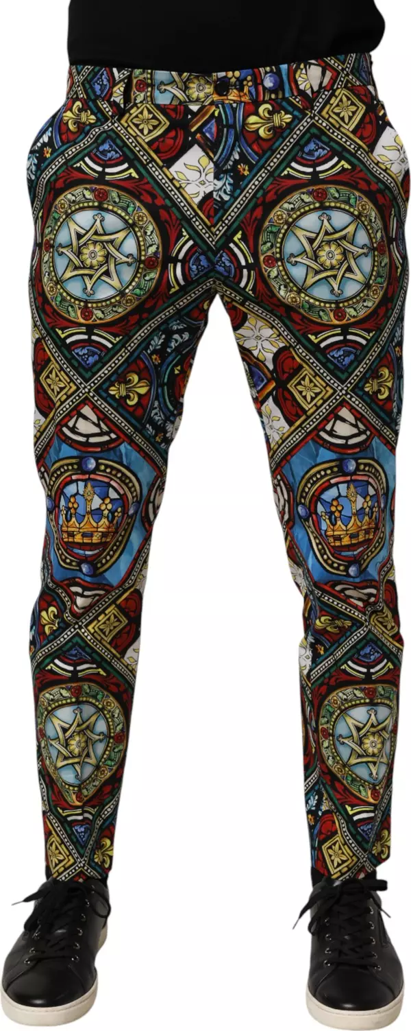 Multicolor Stained Glass Window Style Print Men Pants