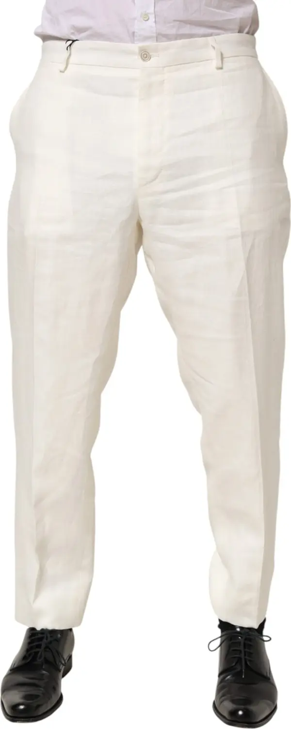 White Linen Formal Dress Men Trouser Pants