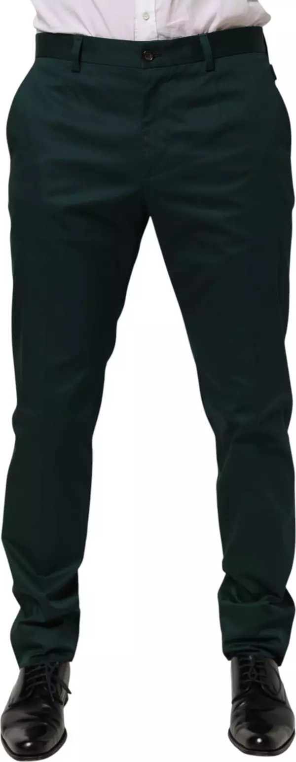 Green Cotton Formal Dress Men Trouser Pants