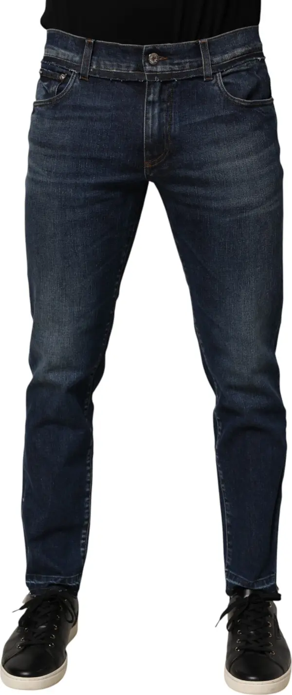 Blue Cotton Stretch Skinny Men Denim Jeans