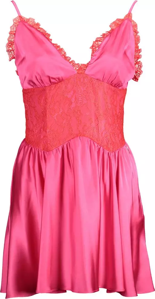 Pink Cotton Women Dress with Lace Detail