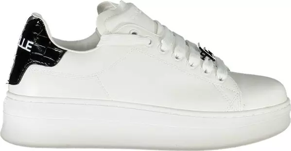 White Polyurethane Women Sneaker