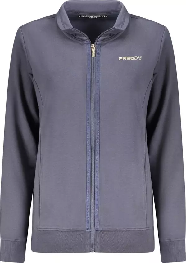 Blue Cotton Women Sweatshirt
