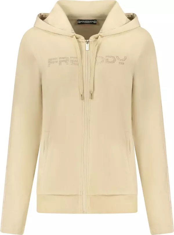 Beige Cotton Women Sweatshirt