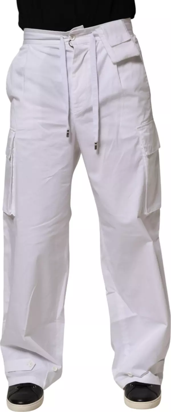 White Linen Straight Cargo Men Trouser Pants