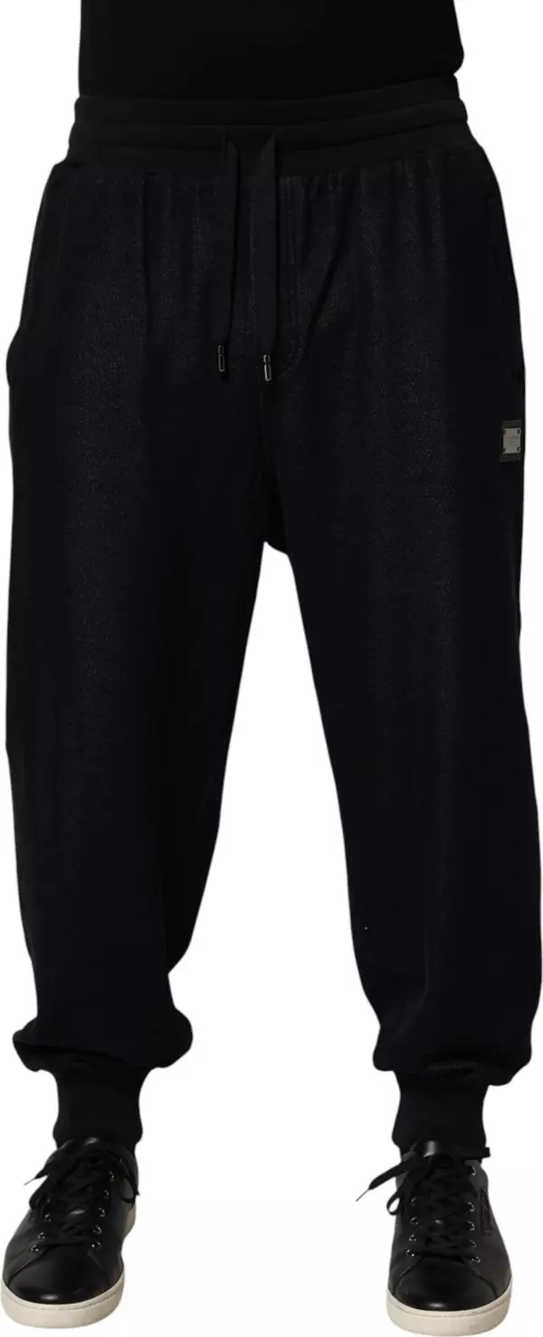 Black Cotton Blend Drawstring Jogger Jogger Pants