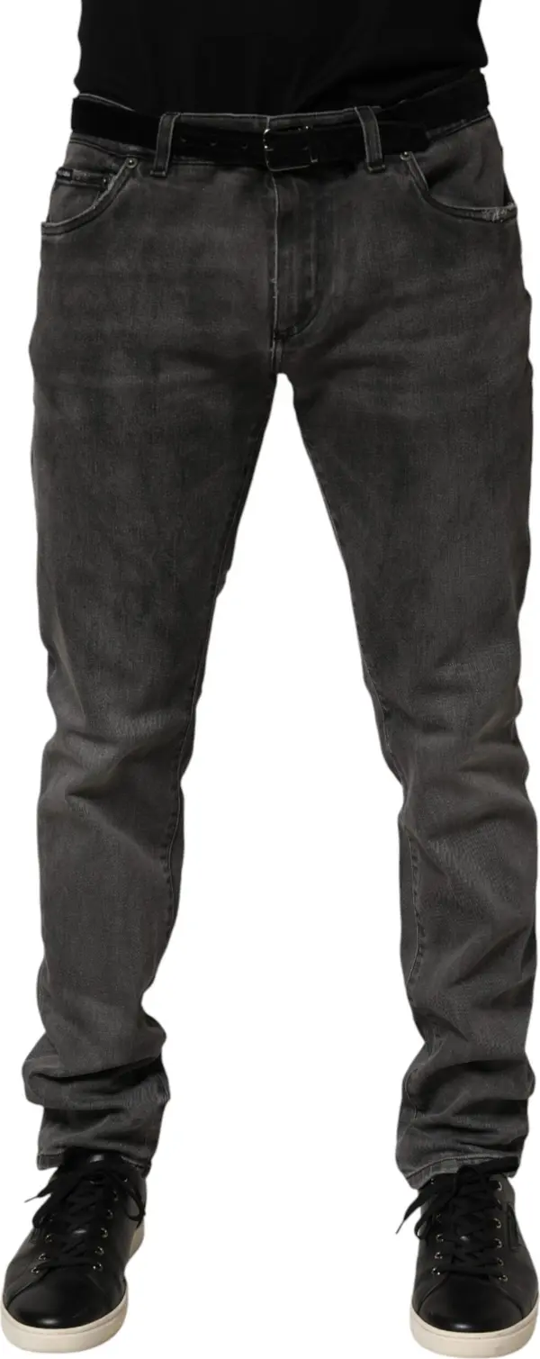 Dark Gray Cotton Skinny Men Denim Jeans