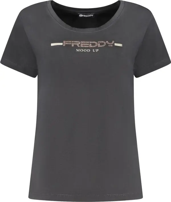 Black Cotton Women T-Shirt