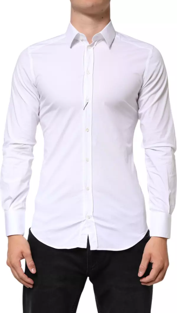 White Cotton GOLD Formal Men Dress Shirt