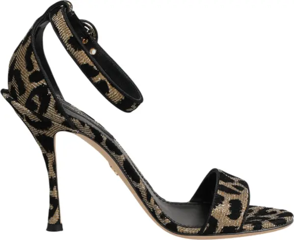Gold Leopard Ankle Strap Heels Sandals Shoes