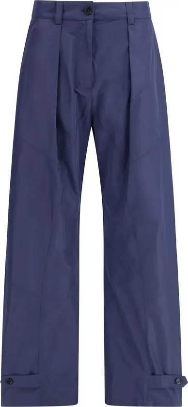 Blue Polyester Casual Pants