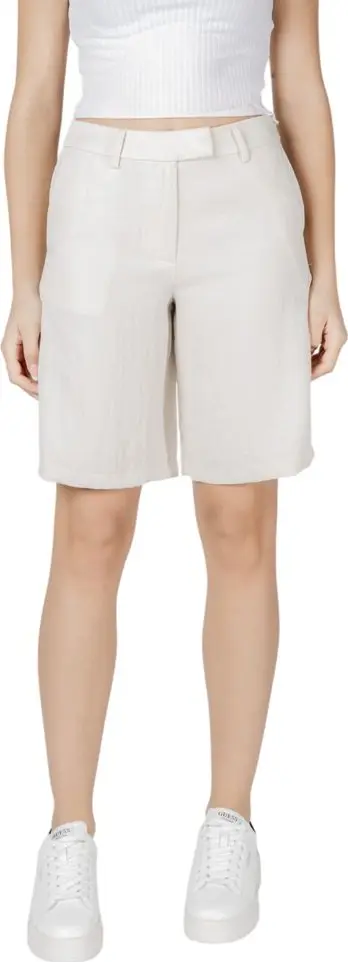 Beige Viscose Bermuda Shorts