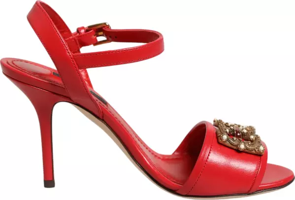 Red Leather DG AMORE Heels Sandals Shoes