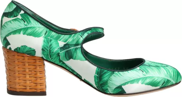 Green Silk MARY JANES Leaf Sandals Shoes