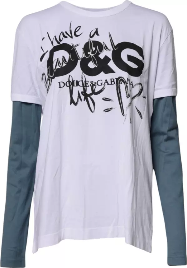 White Graphic Print Cotton Crew Neck T-shirt