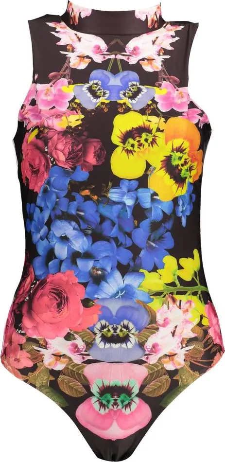 Black Polyester Women Bodysuit