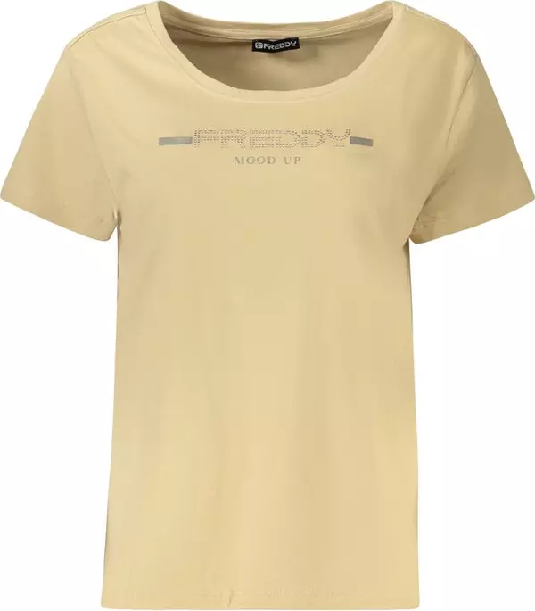 Beige Cotton Women T-Shirt
