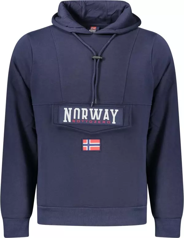 Blue Cotton Men's Hooded Sweatshirt