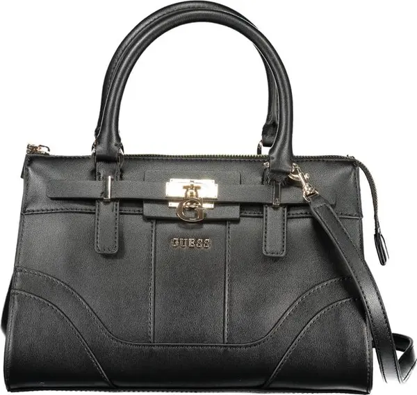 Black Polyurethane Women Handbag