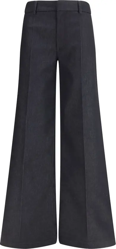 Black Polyester Flared Pants