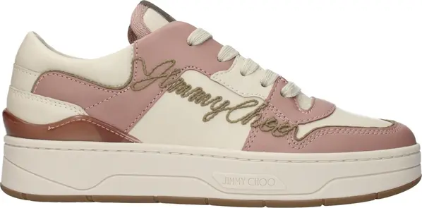 Pink Leather Low Top Sneakers