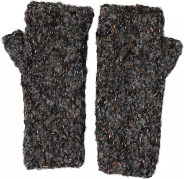 Gray Virgin Wool Knitted Fingerless Men Gloves