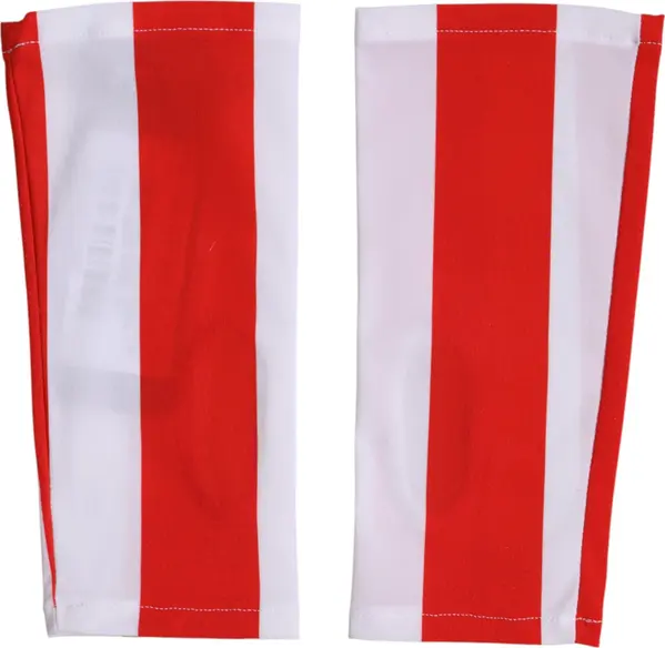 Red White Nylon Fingerless Wrist Length Gloves