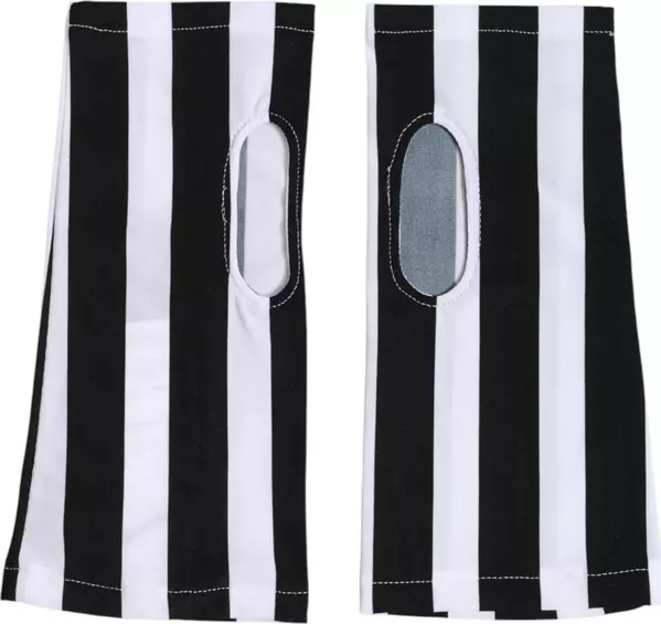 Black White Nylon Fingerless Wrist Length Gloves