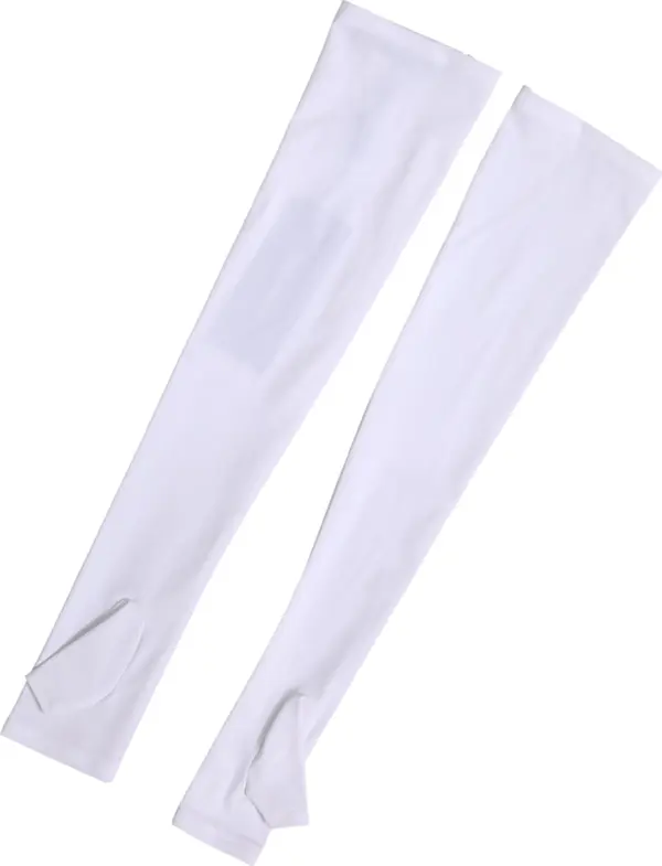 White Nylon Fingerless Elbow Length Women Gloves
