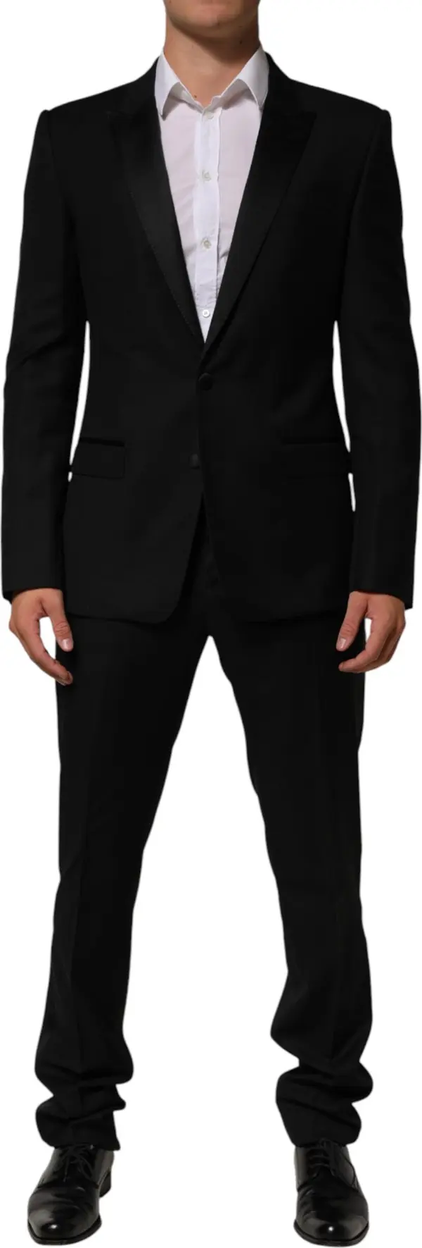 Black 2 Buttons Jacket Formal 2 Piece Suit