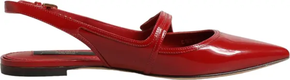 Red Leather Slingback Flats Sandals Shoes