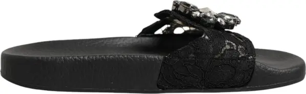 Black Devotion Matelassé Leather Slides Shoes
